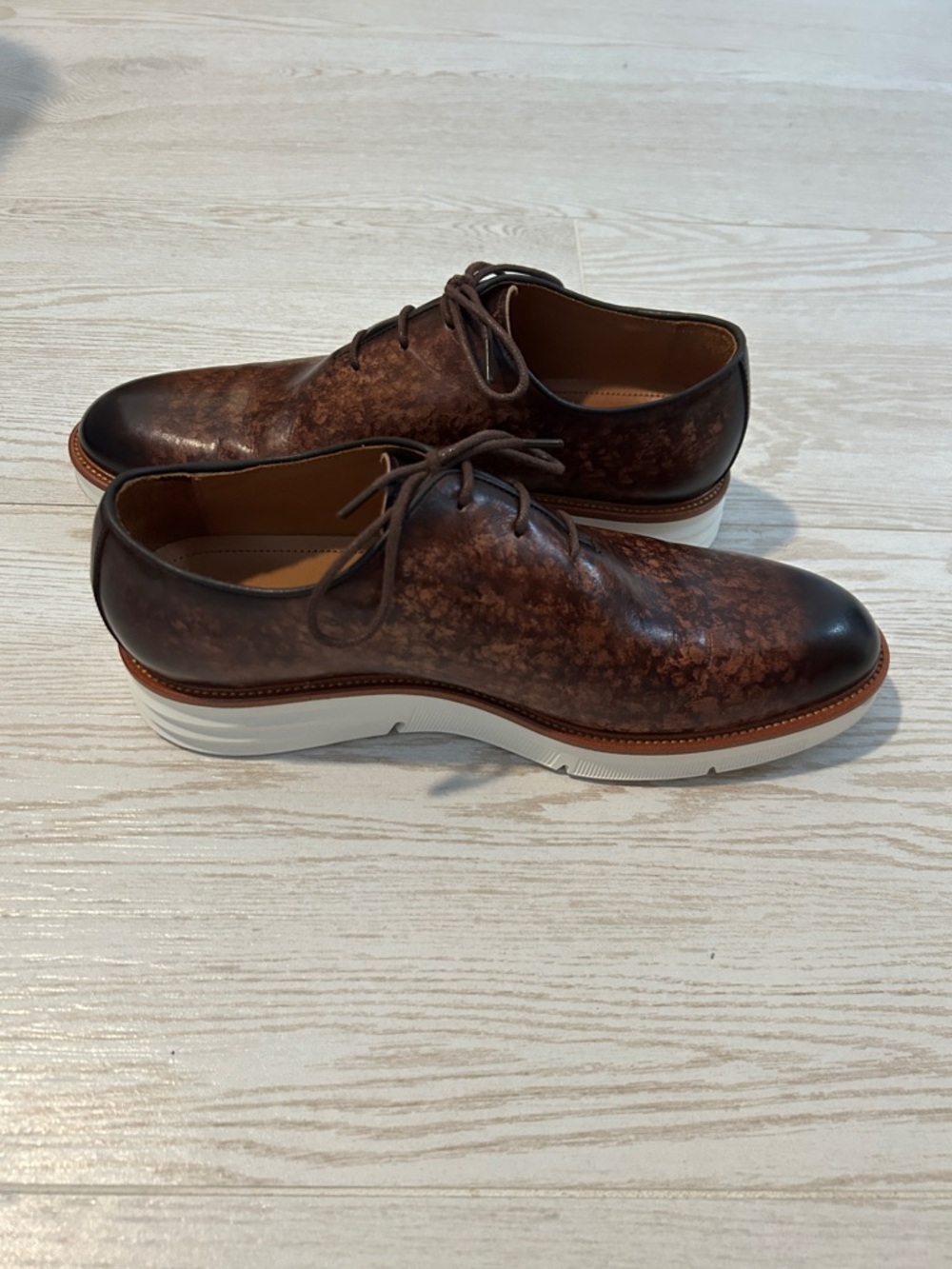 Taft Brown Mottled Leather Derby with White Sole - Picture 3 of 4